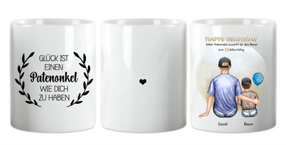 Geburtstagsgeschenk an Patenonkel von Patenkind Mädchen / Junge Tasse mit Spruch pesonalisiert