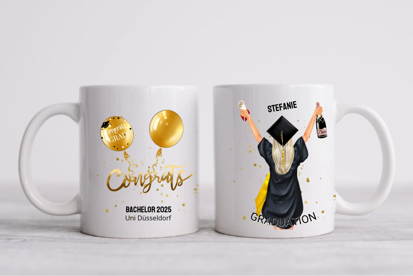 Personalisierte Tasse Schulabschluß, Geschenk Bachelor, Geschenk Master, Geschenk Doktor, Promotion Geschenk Tasse, Abitur, Abi, Ausbildung