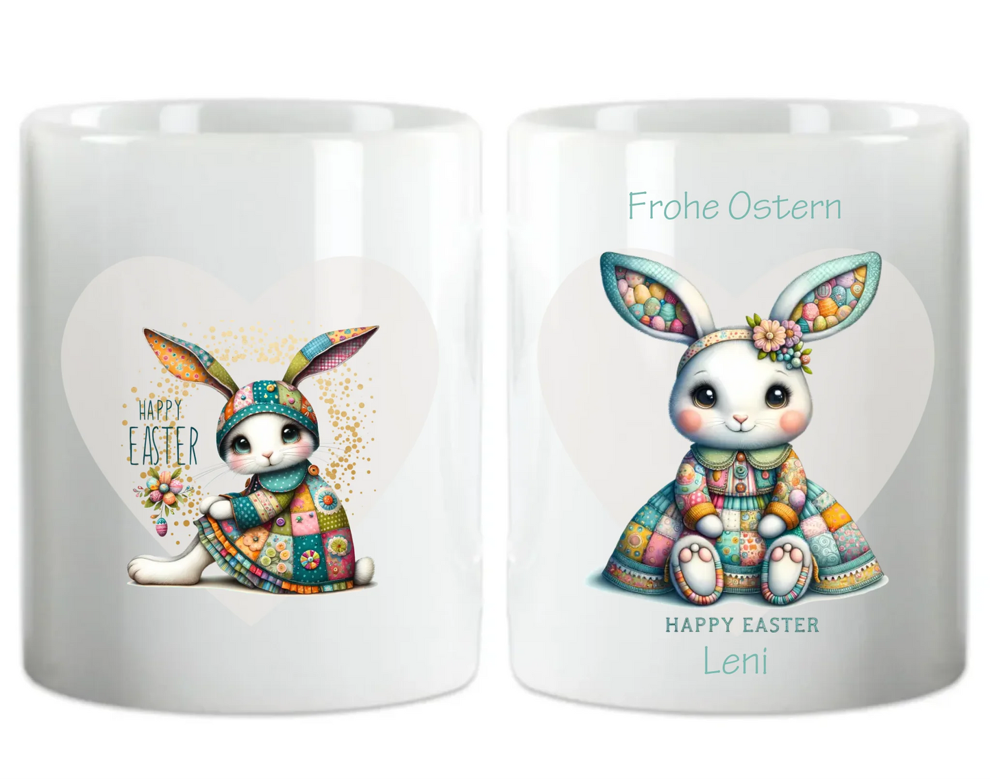 Ostergeschenk - personalisierte Tasse mit Osterhasen-Motiv, Name und Text