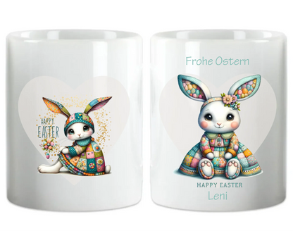 Ostergeschenk - personalisierte Tasse mit Osterhasen-Motiv, Name und Text