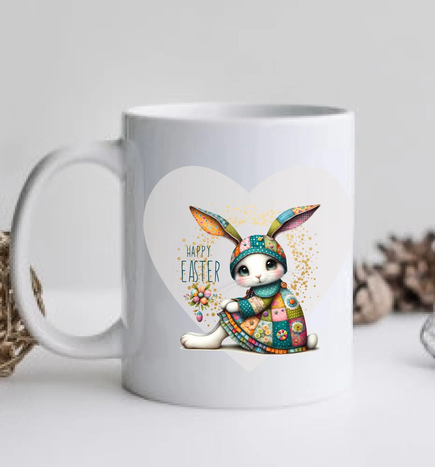 Ostergeschenk - personalisierte Tasse mit Osterhasen-Motiv, Name und Text