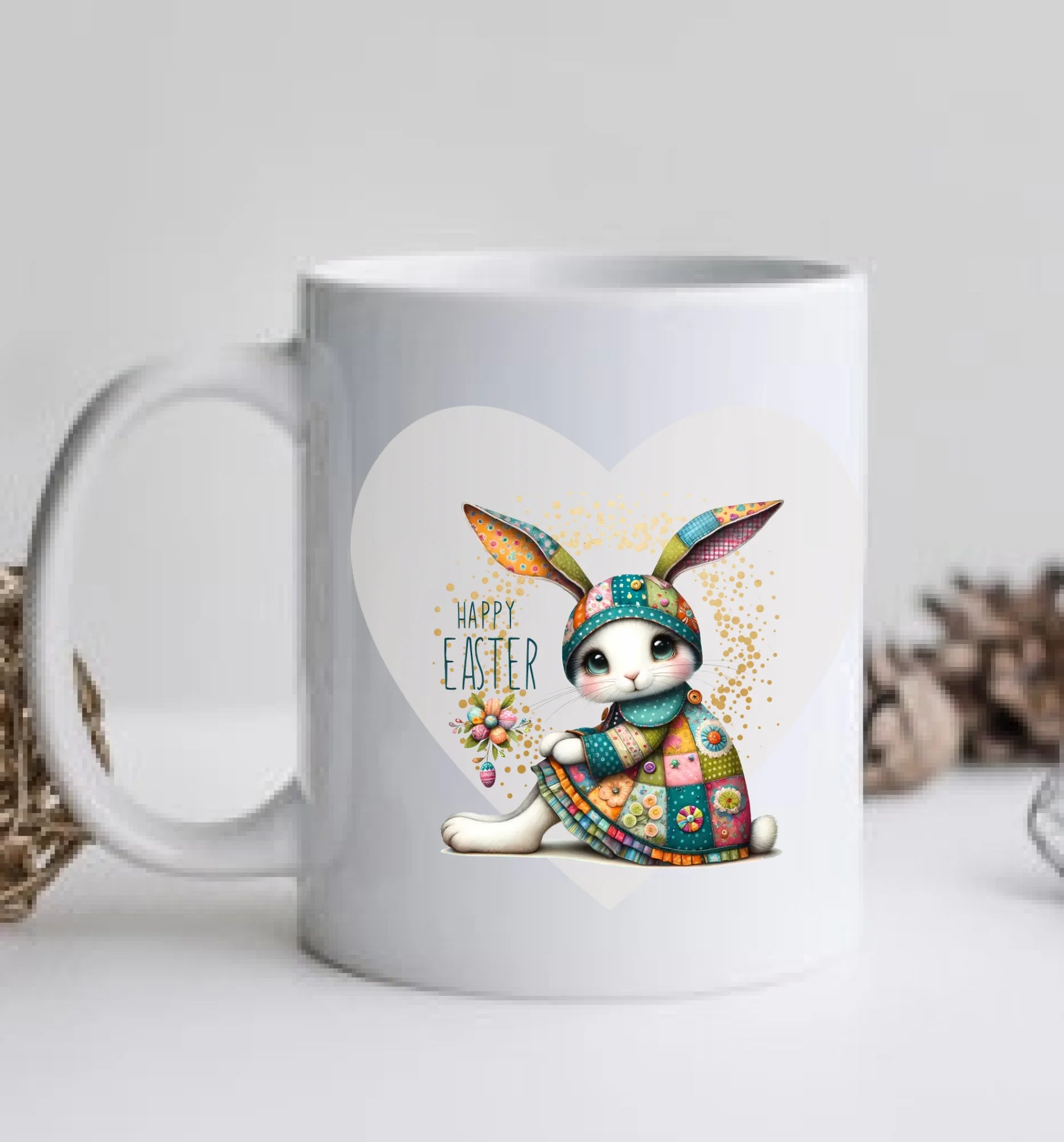 Ostergeschenk - personalisierte Tasse mit Osterhasen-Motiv, Name und Text