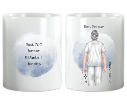 Dankeschön Geschenk Tasse Arzt – Personalisiert mit Namen & Spruch
