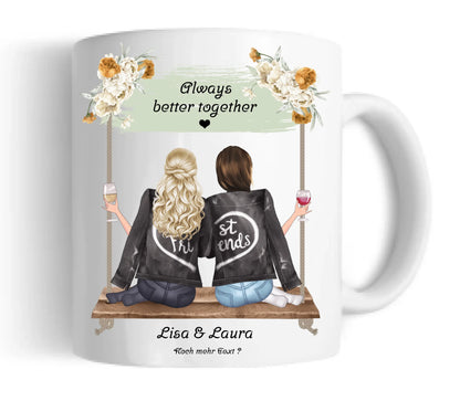 Beste Freundin Tasse personalisiert - Geburtstagsgeschenk-Weihnachtsgeschenk Keramiktasse 330 ml Mug Classic - Panorama