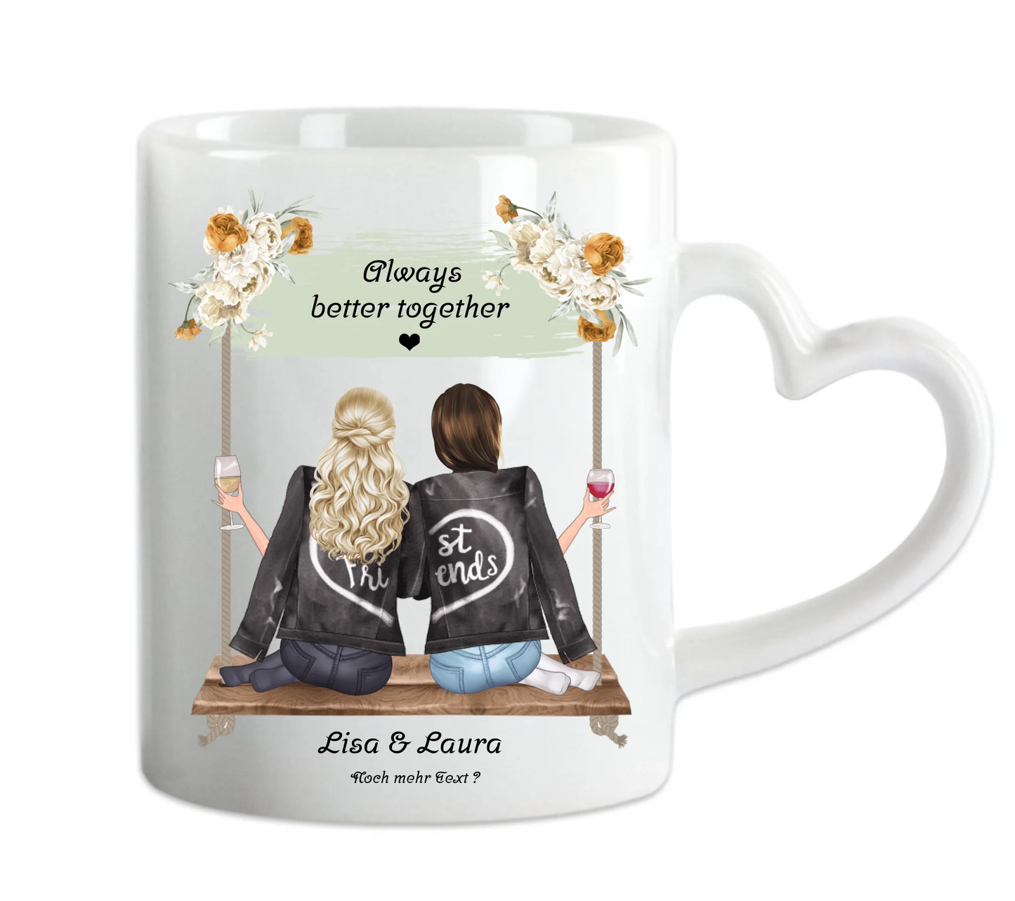 Beste Freundin Tasse personalisiert - Geburtstagsgeschenk-Weihnachtsgeschenk Herzhenkeltasse Default Mug Classic - Panorama