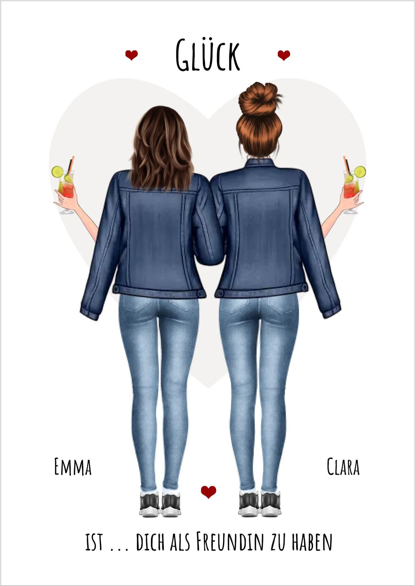 2 Freundinnen Bild | Poster Freundin Geschenk personalisiert Geburtstagsgeschenk | Geburtstag Schwester, Mama, Kollegin Poster Poster