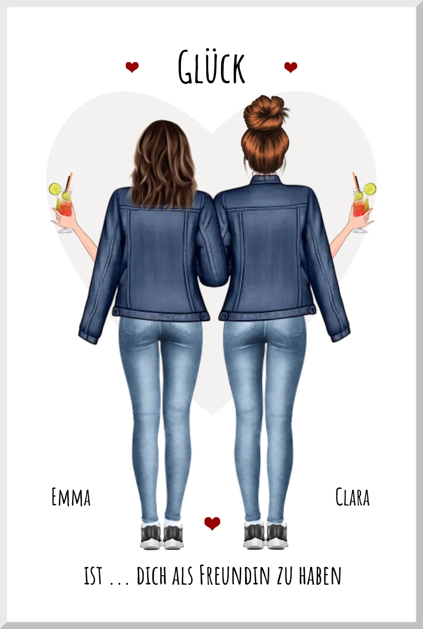 2 Freundinnen Bild | Poster Freundin Geschenk personalisiert Geburtstagsgeschenk | Geburtstag Schwester, Mama, Kollegin Leinwanddruck Leinwandbild