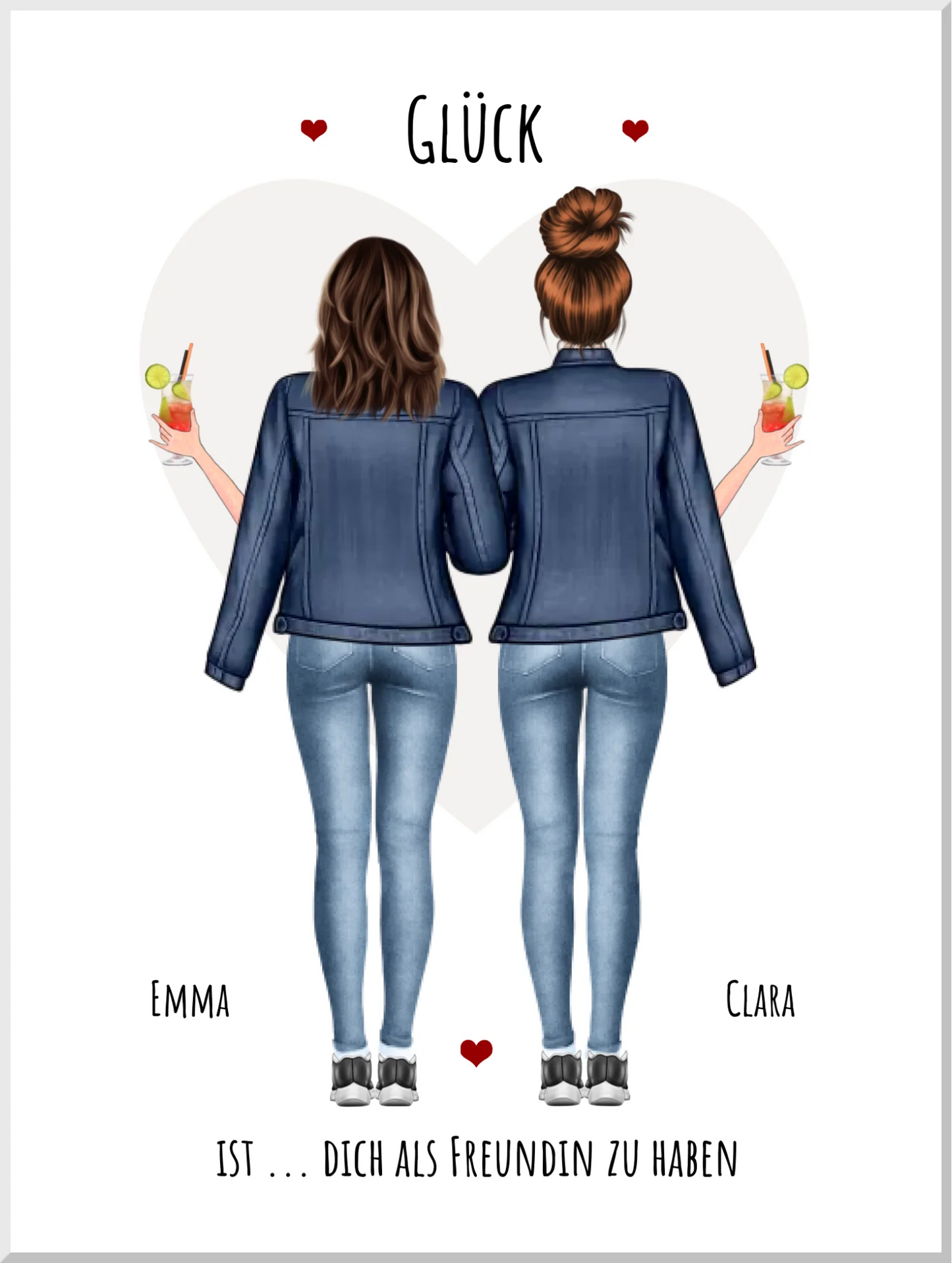 2 Freundinnen Bild | Poster Freundin Geschenk personalisiert Geburtstagsgeschenk | Geburtstag Schwester, Mama, Kollegin Leinwanddruck Leinwandbild