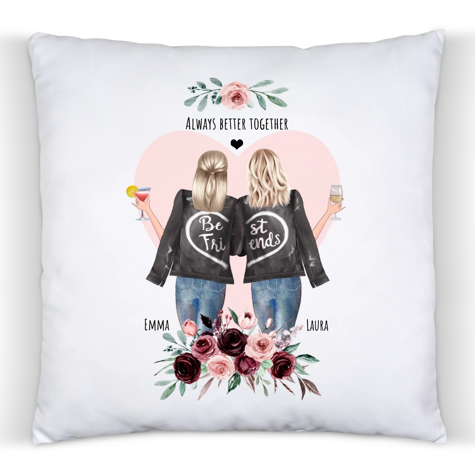 2 Beste Freundinnen Geschenk - Personalisiertes Kissen Geburtstagsgeschenk - Geschenk Mama - Schwester - Muttertag Premium Kissen (Plüschoberfläche) Premium Kissen