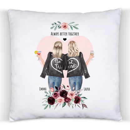 2 Beste Freundinnen Geschenk - Personalisiertes Kissen Geburtstagsgeschenk - Geschenk Mama - Schwester - Muttertag Premium Kissen (Plüschoberfläche) Premium Kissen