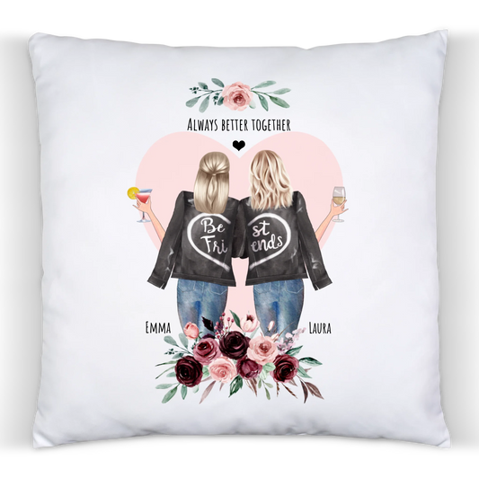 2 Beste Freundinnen Geschenk - Personalisiertes Kissen Geburtstagsgeschenk - Geschenk Mama - Schwester - Muttertag Premium Kissen (Plüschoberfläche) Premium Kissen