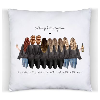 9 Freundinnen Bild Kissen Geburtstag Geschenk personalisiert | Freundin Geschenk | Geburtstagsgeschenk, Weihnachtsgeschenk Satinkissen Satinkissen 40x40cm