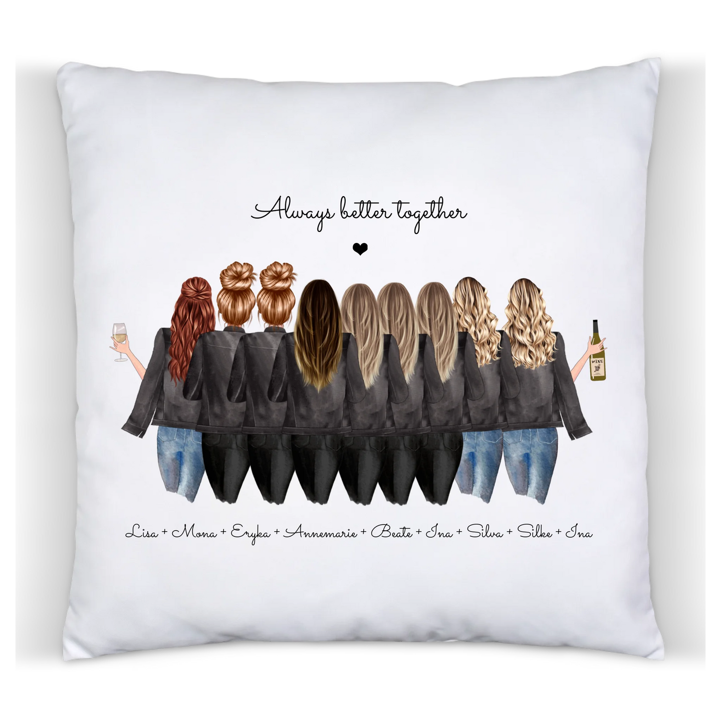 9 Freundinnen Bild Kissen Geburtstag Geschenk personalisiert | Freundin Geschenk | Geburtstagsgeschenk, Weihnachtsgeschenk Premium Kissen (Plüschoberfläche) Premium Kissen