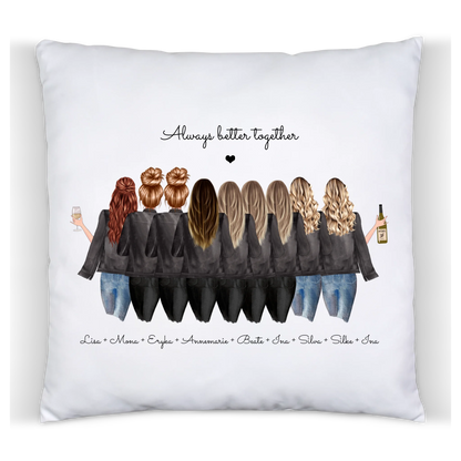 9 Freundinnen Bild Kissen Geburtstag Geschenk personalisiert | Freundin Geschenk | Geburtstagsgeschenk, Weihnachtsgeschenk Premium Kissen (Plüschoberfläche) Premium Kissen
