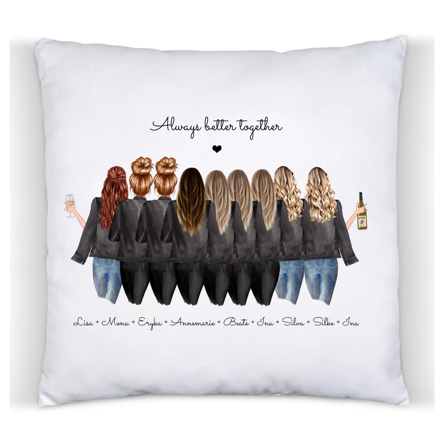 9 Freundinnen Bild Kissen Geburtstag Geschenk personalisiert | Freundin Geschenk | Geburtstagsgeschenk, Weihnachtsgeschenk Kissen Baumwolle Baumwollkissen