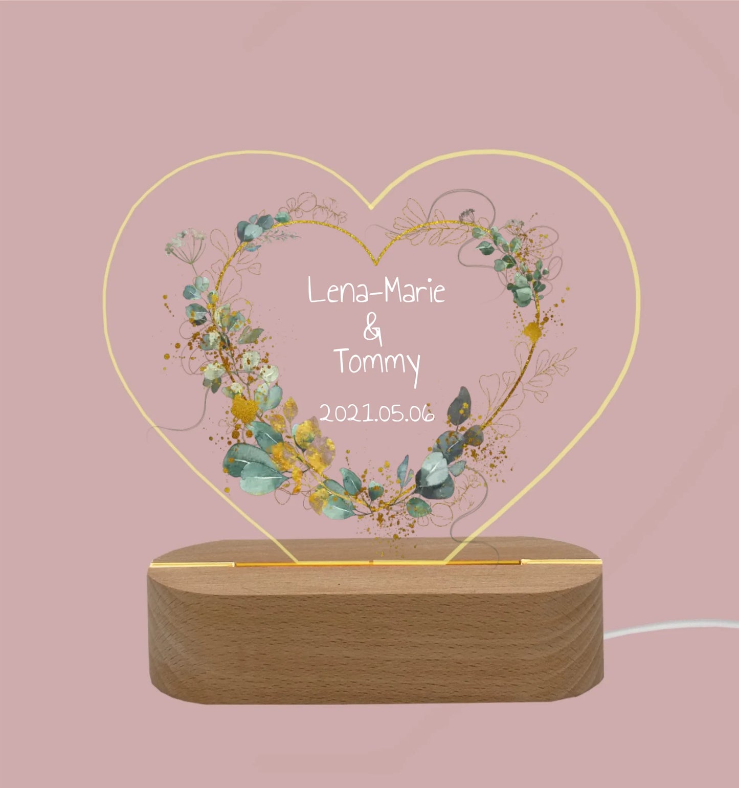Personalisiertes Geschenk für das Brautpaar zur Hochzeit - LED Deko Licht mit Namen & Datum