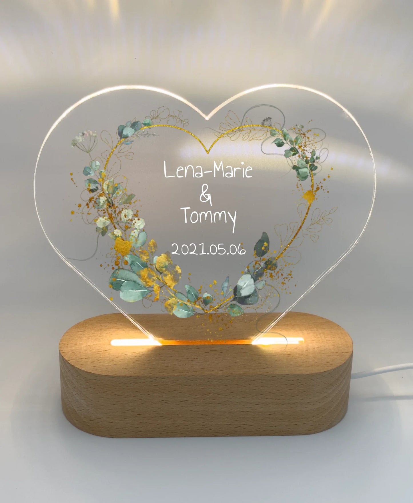 Personalisiertes Geschenk für das Brautpaar zur Hochzeit - LED Deko Licht mit Namen & Datum