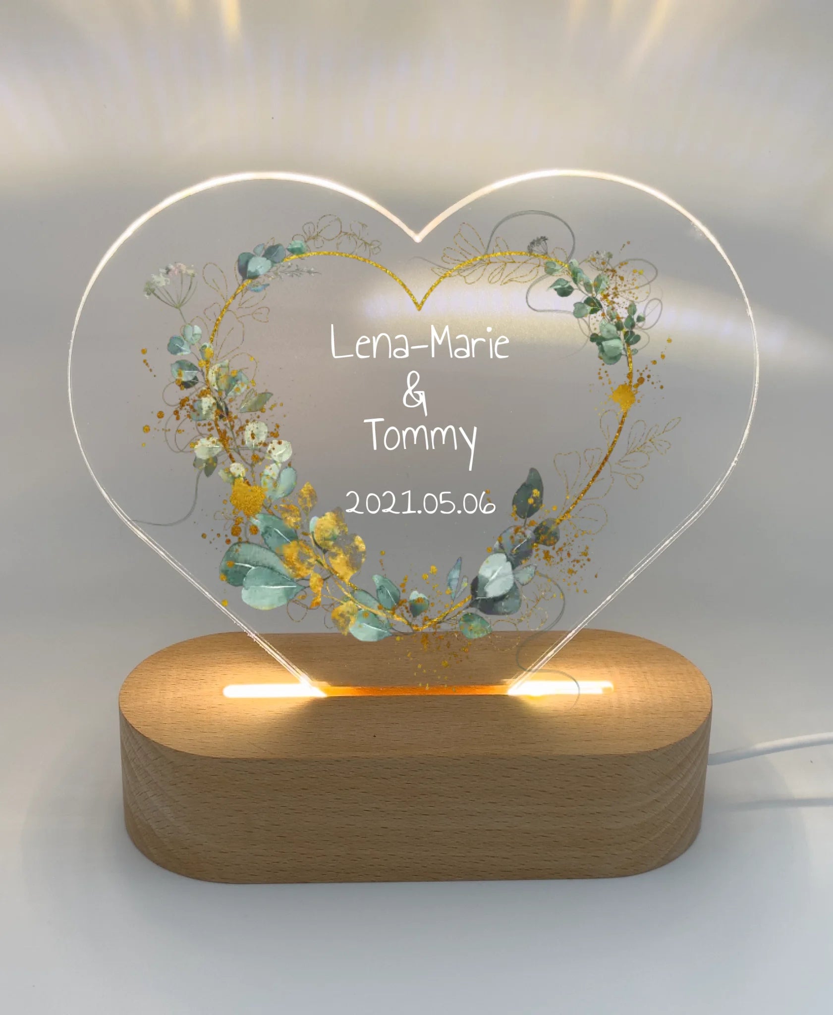 Personalisiertes Geschenk für das Brautpaar zur Hochzeit - LED Deko Licht mit Namen & Datum