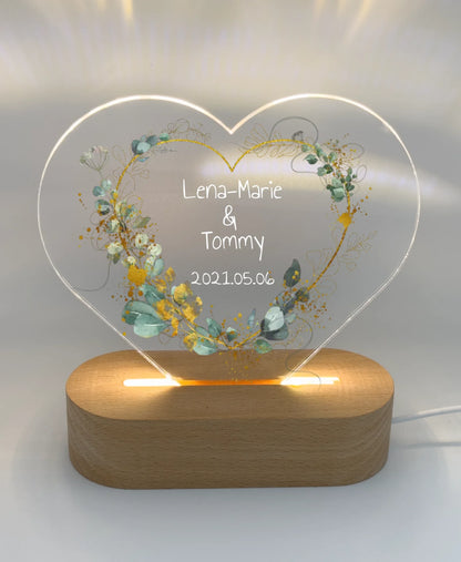 Personalisiertes Geschenk für das Brautpaar zur Hochzeit - LED Deko Licht mit Namen & Datum