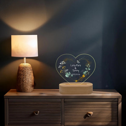 Personalisiertes Hochzeitsgeschenk für das Brautpaar - LED Deko Licht mit Namen & Datum