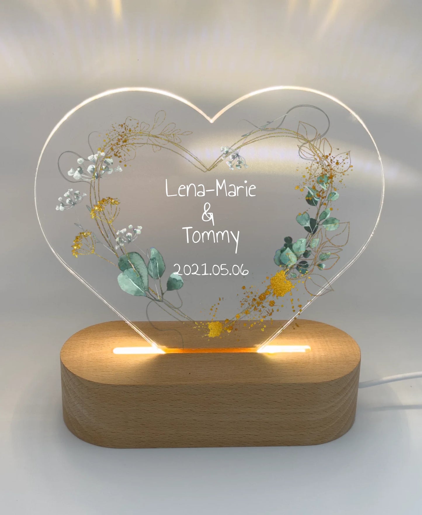 Personalisiertes Hochzeitsgeschenk für das Brautpaar - LED Deko Licht mit Namen & Datum