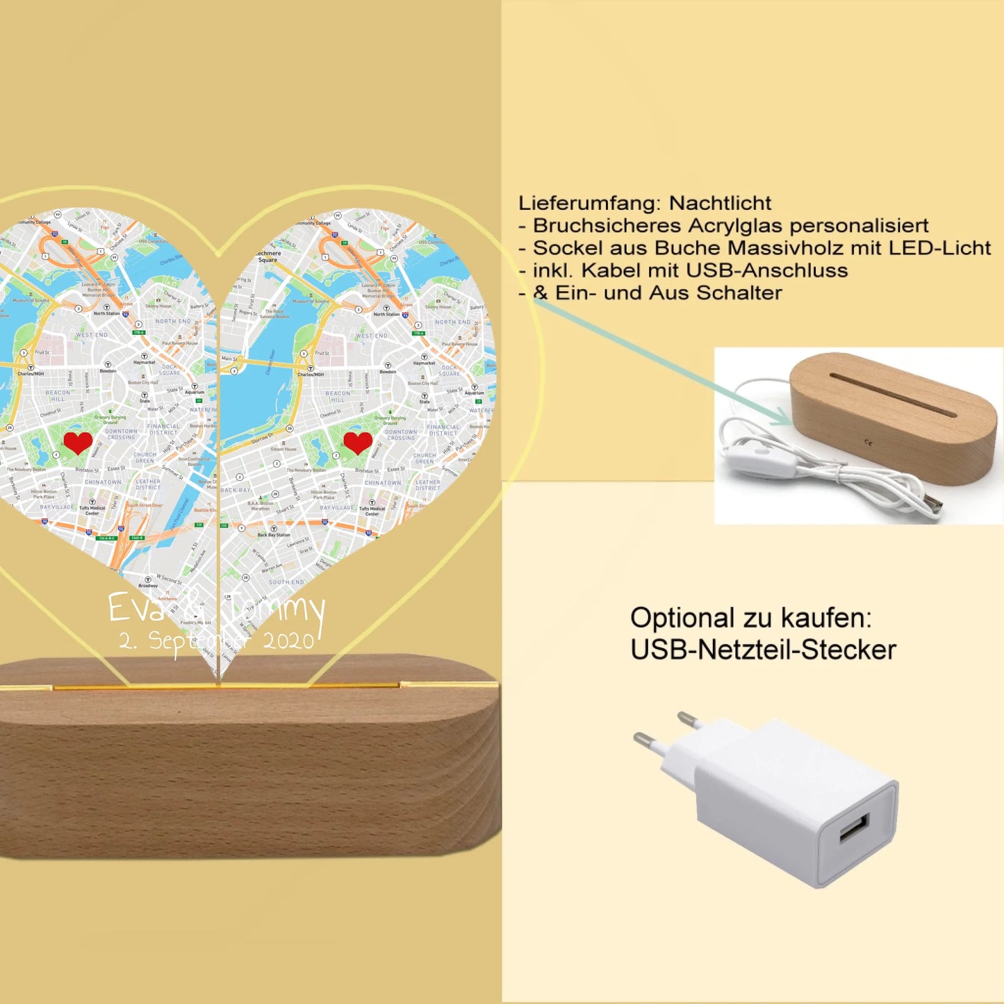 Personalisiertes Hochzeitsgeschenk für das Brautpaar - LED-Deko-Licht