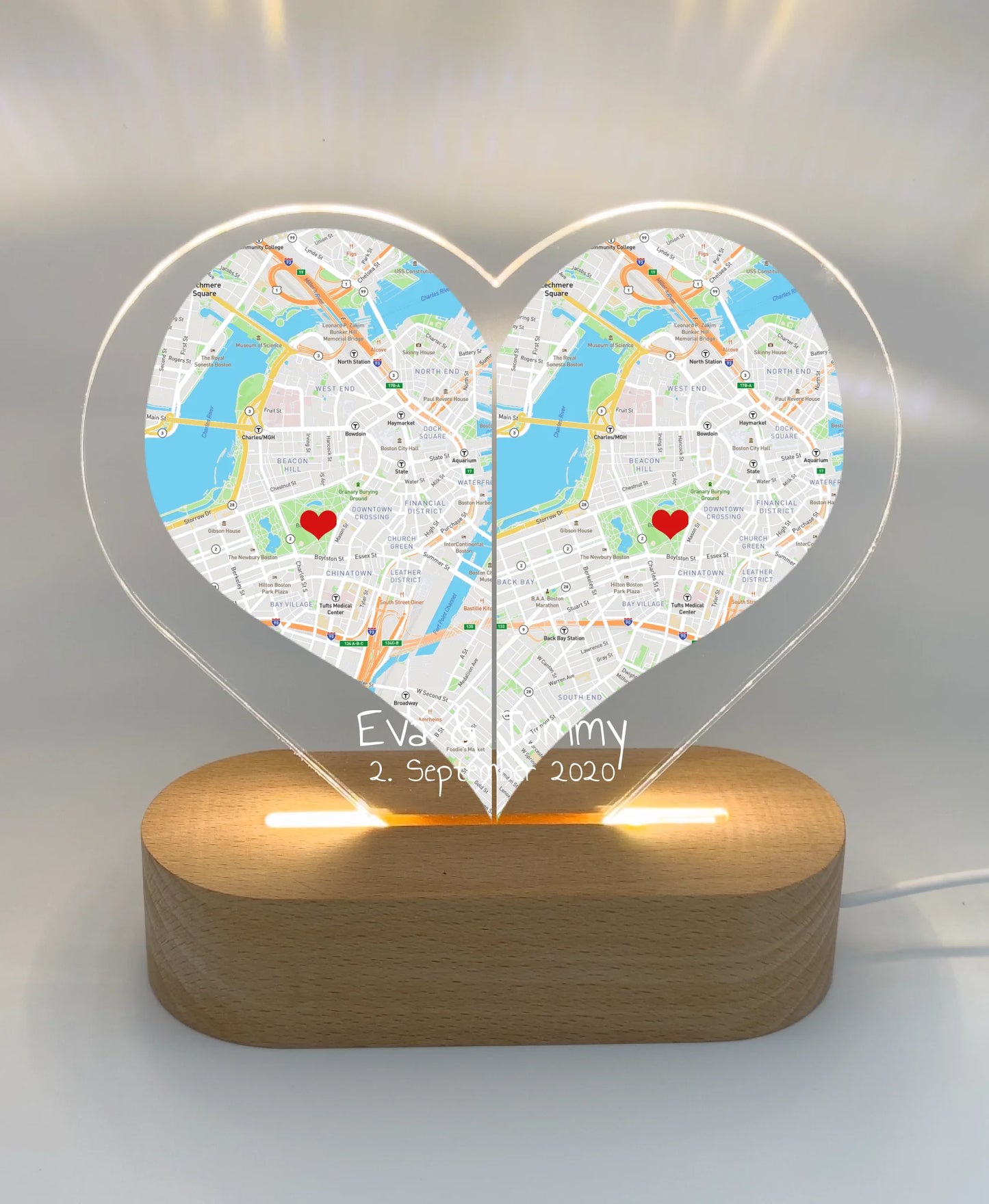 Personalisiertes Hochzeitsgeschenk für das Brautpaar - LED-Deko-Licht LED-Nachtlicht Landscape Transparent
