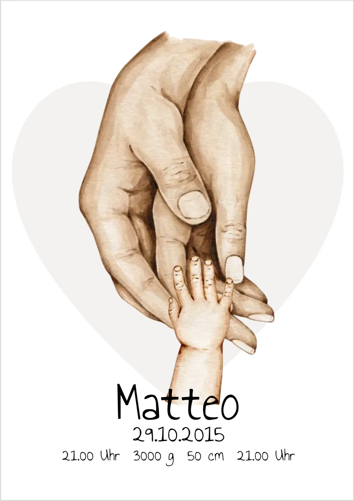 Personalisierte Geburtsanzeige | Hände Poster | Bild Familie | Kindername | personalisiertes Familiengeschenk | Geburtsdaten !!! Digitale Datei zum Selberdrucken - kein Poster !!! Digitale Datei zum Selberdrucken - kein Poster A4 A3 A2