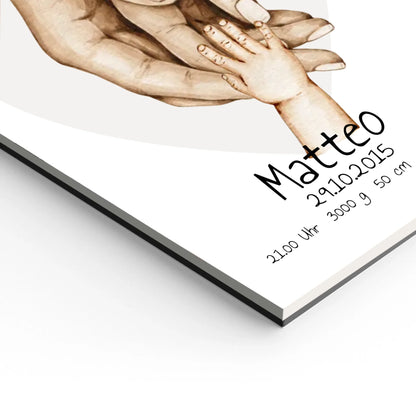 Personalisierte Geburtsanzeige | Hände Poster | Bild Familie | Kindername | personalisiertes Familiengeschenk | Geburtsdaten
