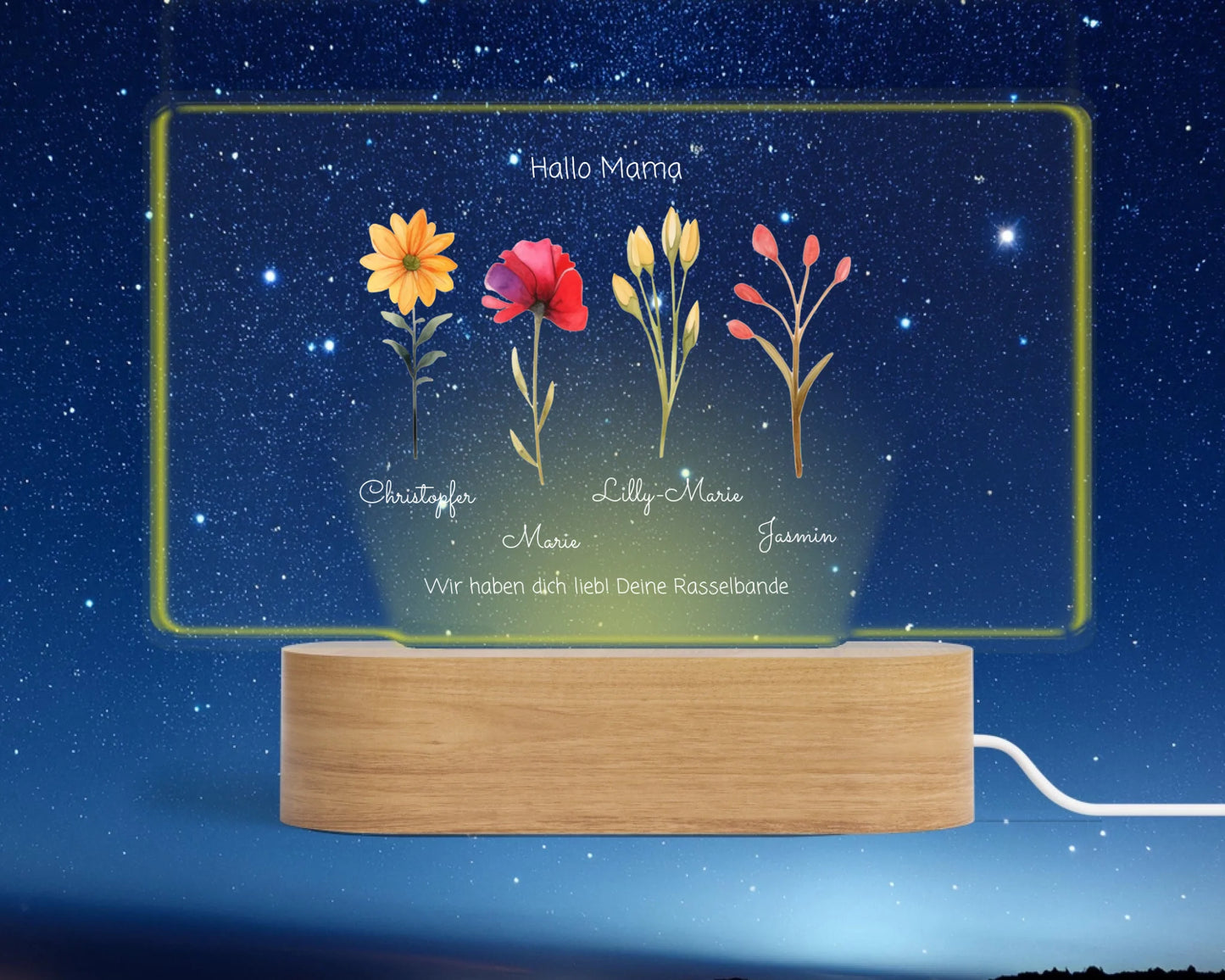 Muttertagsgeschenk / Vatertagsgeschenk für Mama, Papa, Oma & Opa personalisiertes LED Deko Licht