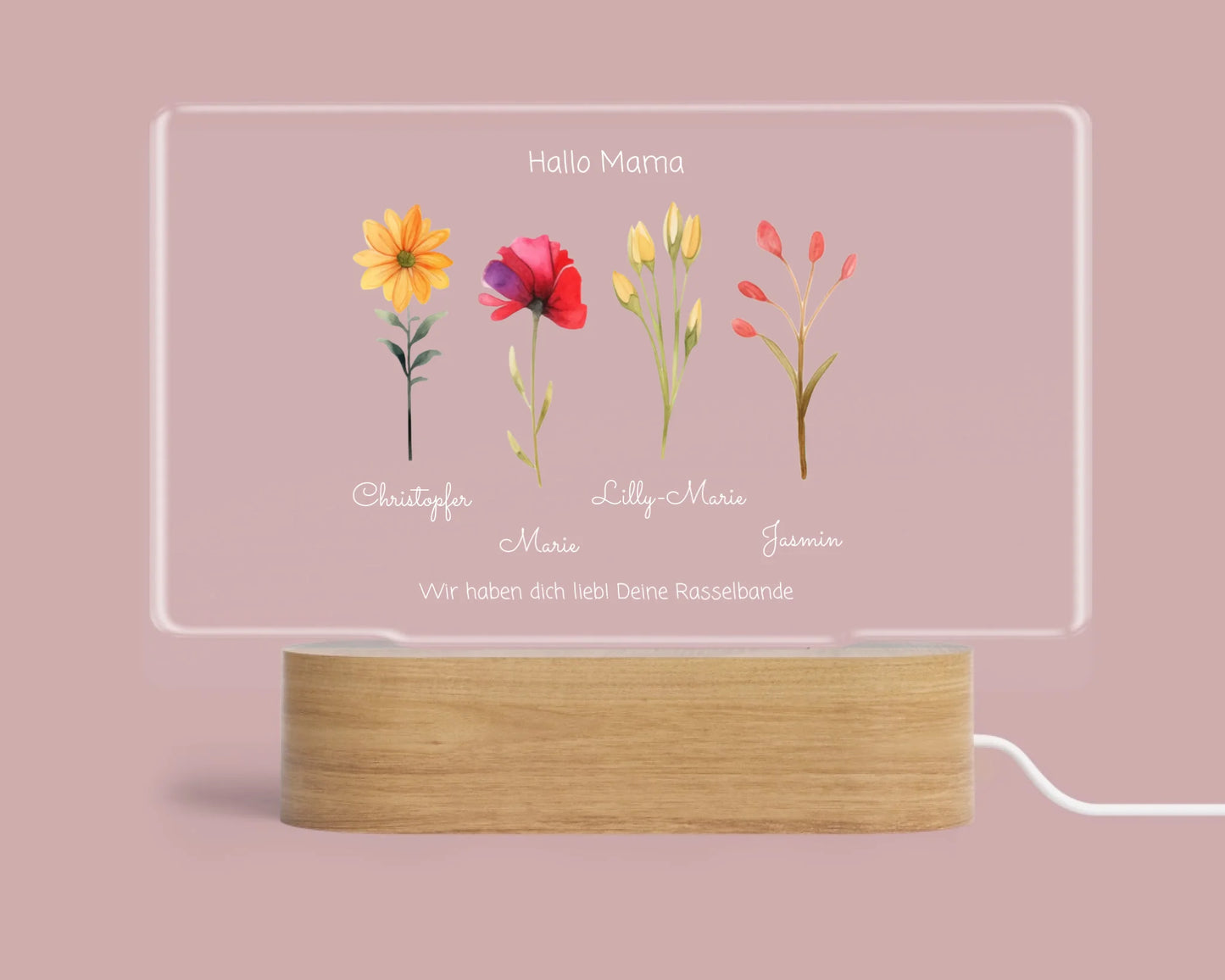 Muttertagsgeschenk / Vatertagsgeschenk für Mama, Papa, Oma & Opa personalisiertes LED Deko Licht