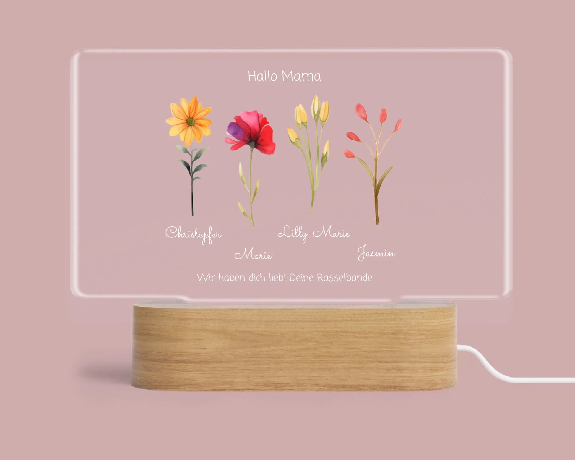 Muttertagsgeschenk / Vatertagsgeschenk für Mama, Papa, Oma & Opa personalisiertes LED Deko Licht