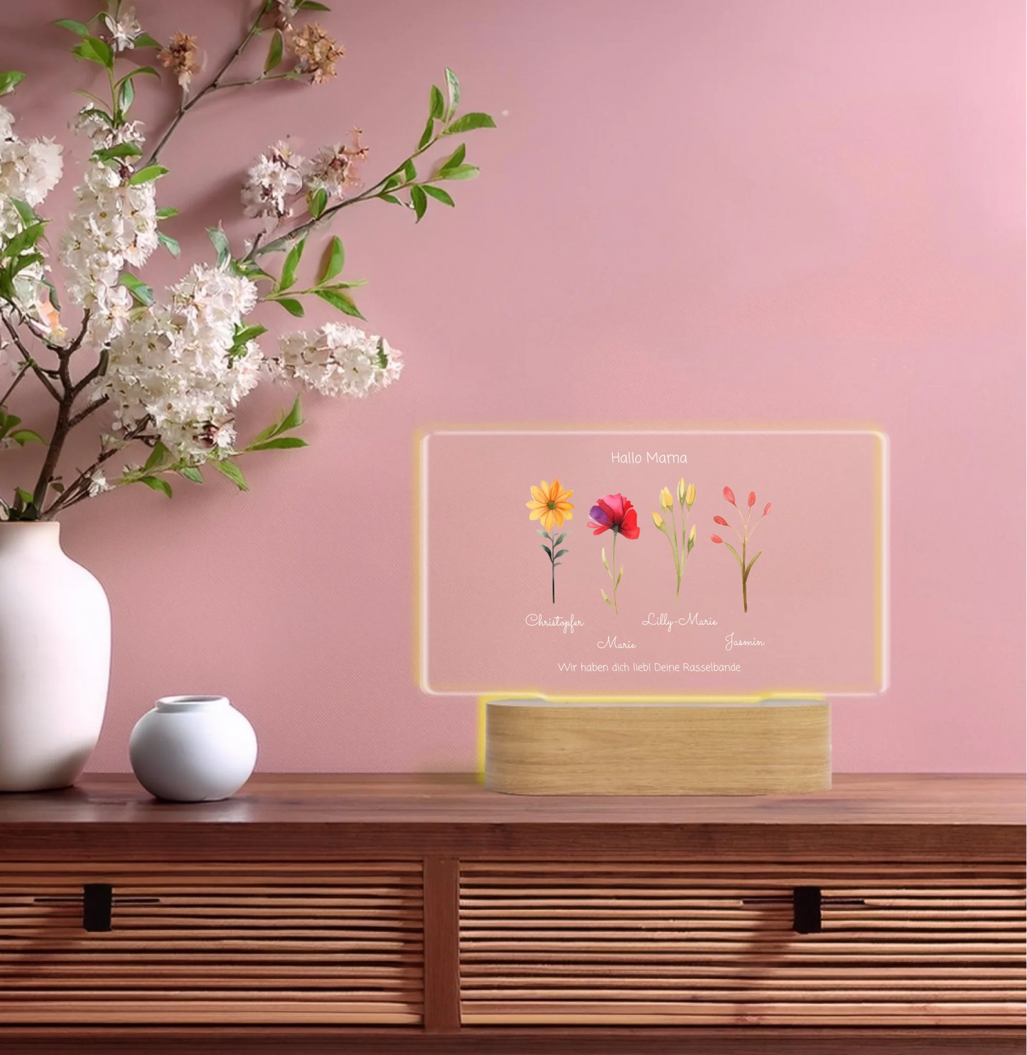 Muttertagsgeschenk / Vatertagsgeschenk für Mama, Papa, Oma & Opa personalisiertes LED Deko Licht