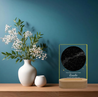 Personalisiertes Acryl Nachtlicht für Babys | Sternenkarte Geschenk zur Geburt & Taufe mit Namen & Geburtsdaten