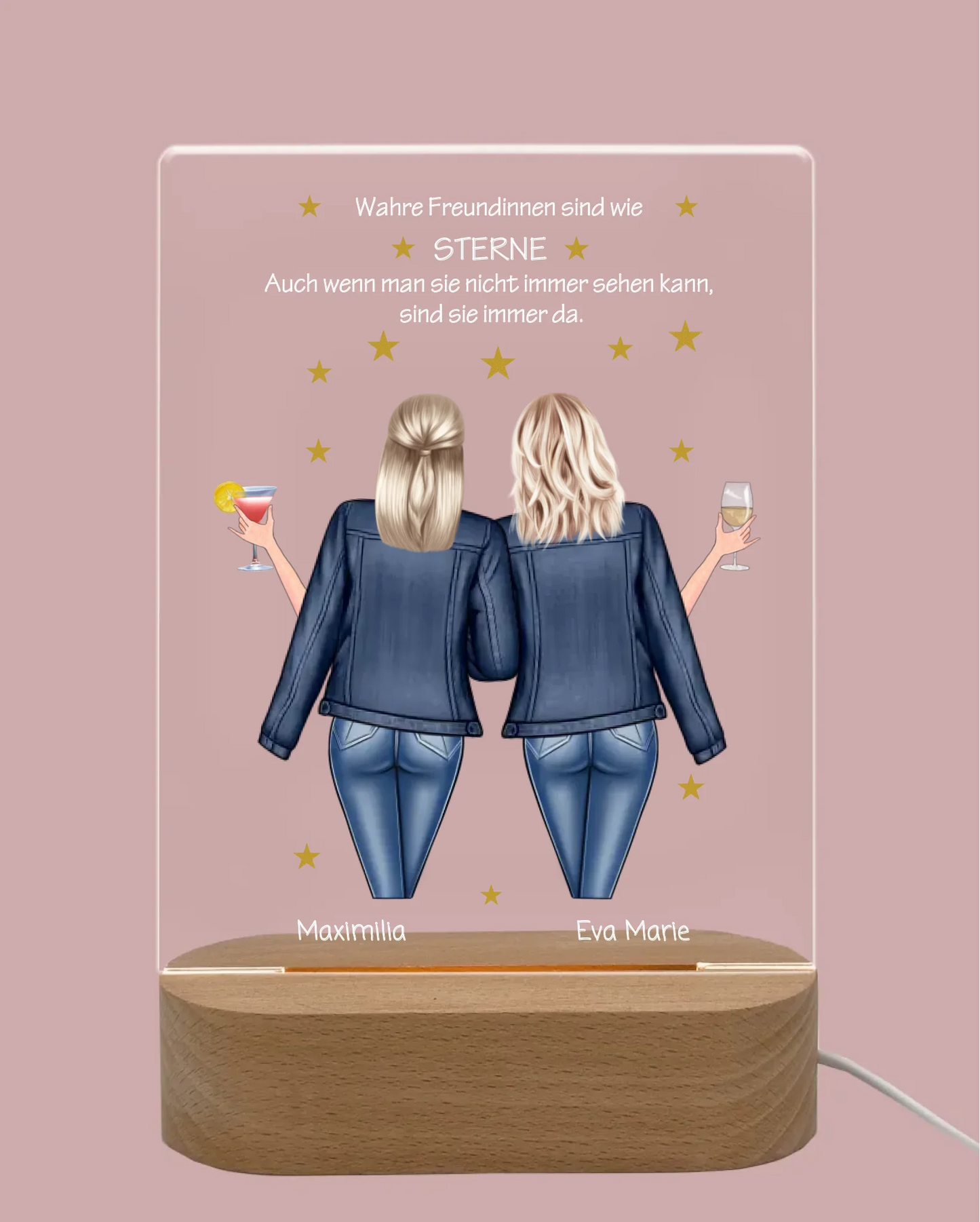 Personalisiertes Acryl Nachtlicht Geschenk ''Beste Freundin" | Geschenkidee Freunde & Familie