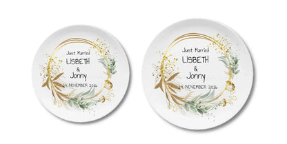 , Geschenk Hochzeit, Geschenk Brautpaar, ideal als Gästeteller Teller personalisiert Flacher Teller + Pizzateller 235 ø + 280 ø - - nur innerhalb Deutschland lieferbar