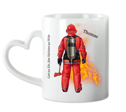 Personalisierte Feuerwehr Tasse mit Namen & Spruch – Geschenk für Kollegen & Feuerwehrmann