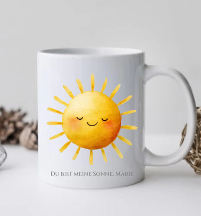 Personalisierte Tasse Geschenk - Du bist meine Sonne mit Namen
