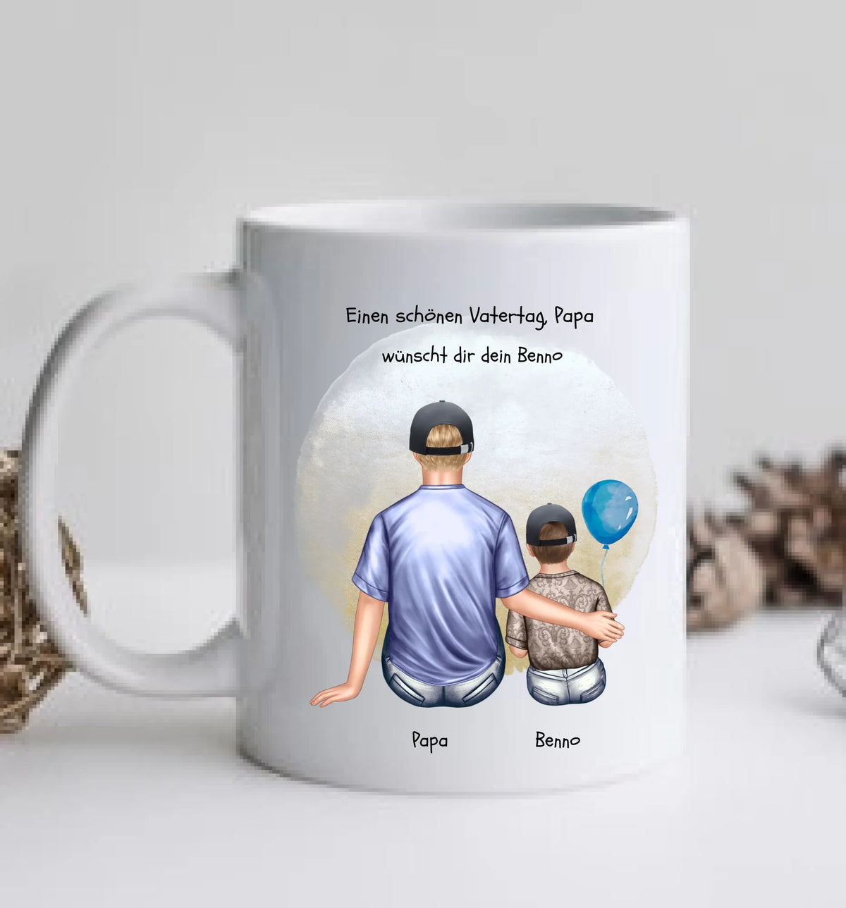 Geschenk Papa - personalisierte Tasse mit Vater, Mädchen oder Sohn