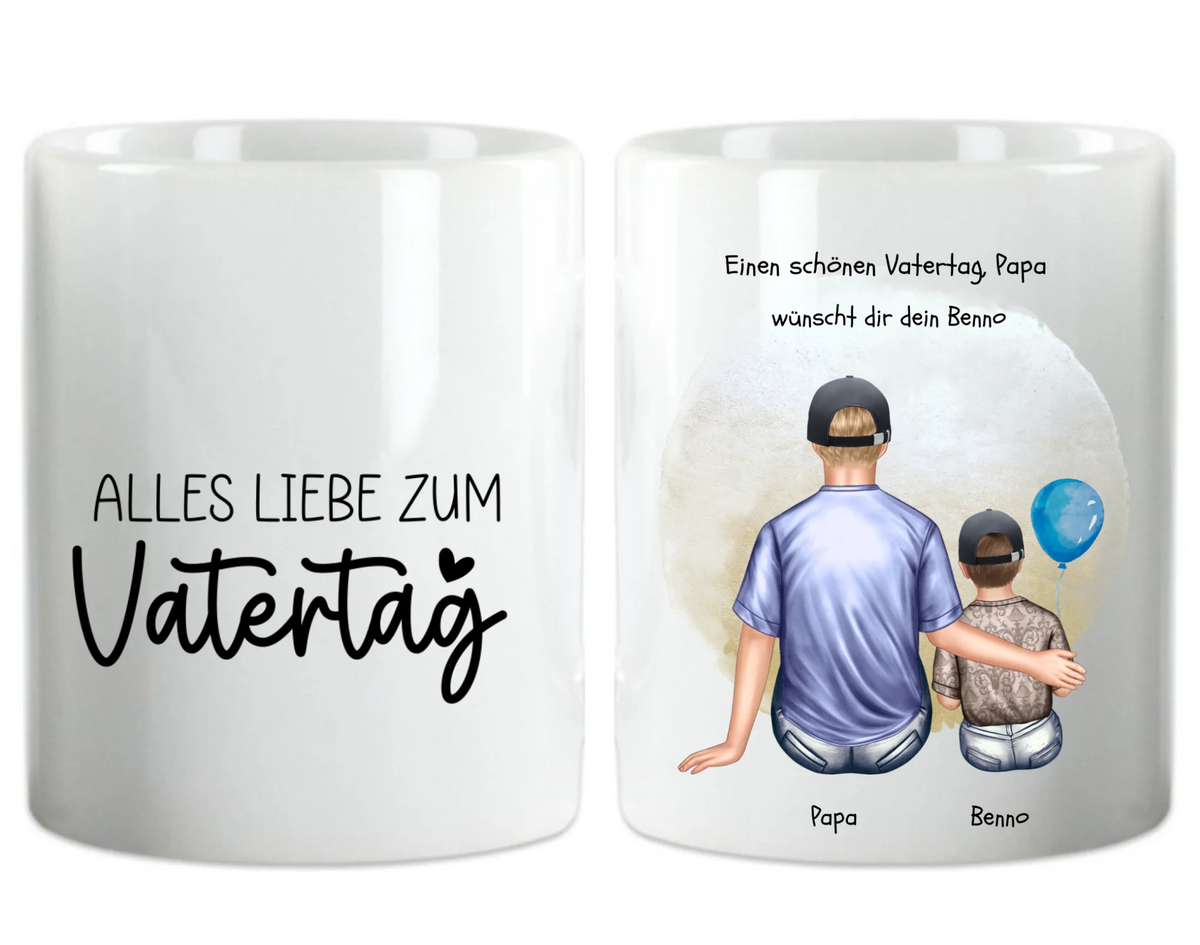 Geschenk Papa - personalisierte Tasse mit Vater, Mädchen oder Sohn Herzhenkeltasse Default Mug Classic - Panorama