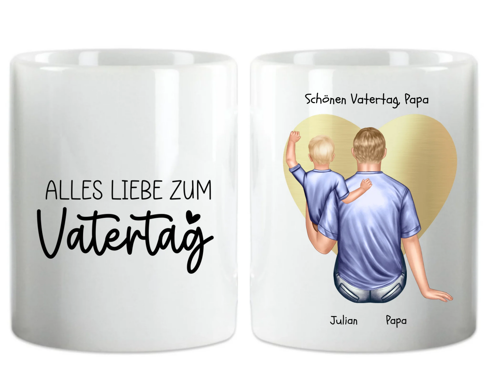 Vatertagsgeschenk - personalisierte Tasse mit Papa, Baby Mädchen oder Sohn Keramiktasse 330 ml Mug Classic - Panorama