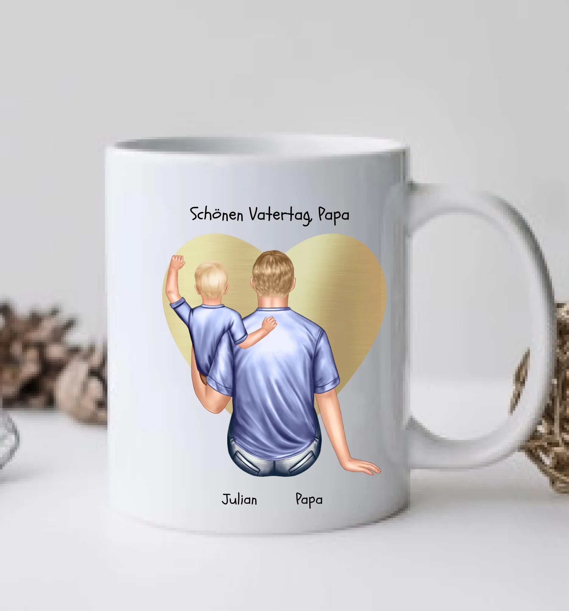 Vatertagsgeschenk - personalisierte Tasse mit Papa, Baby Mädchen oder Sohn