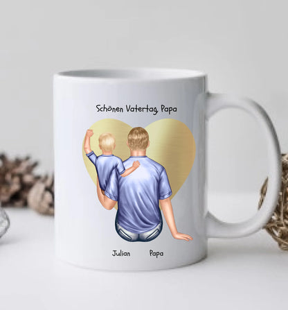 Vatertagsgeschenk - personalisierte Tasse mit Papa, Baby Mädchen oder Sohn