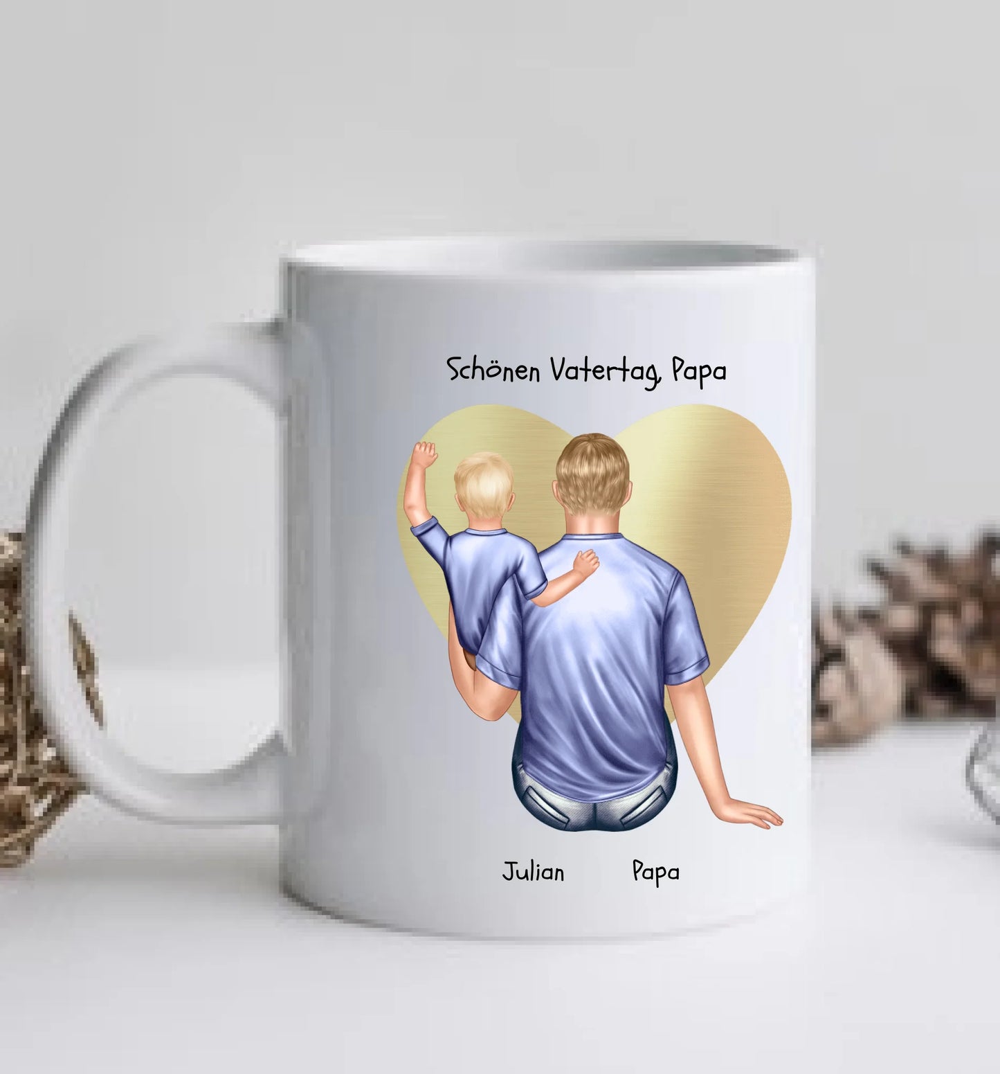 Vatertagsgeschenk - personalisierte Tasse mit Papa, Baby Mädchen oder Sohn