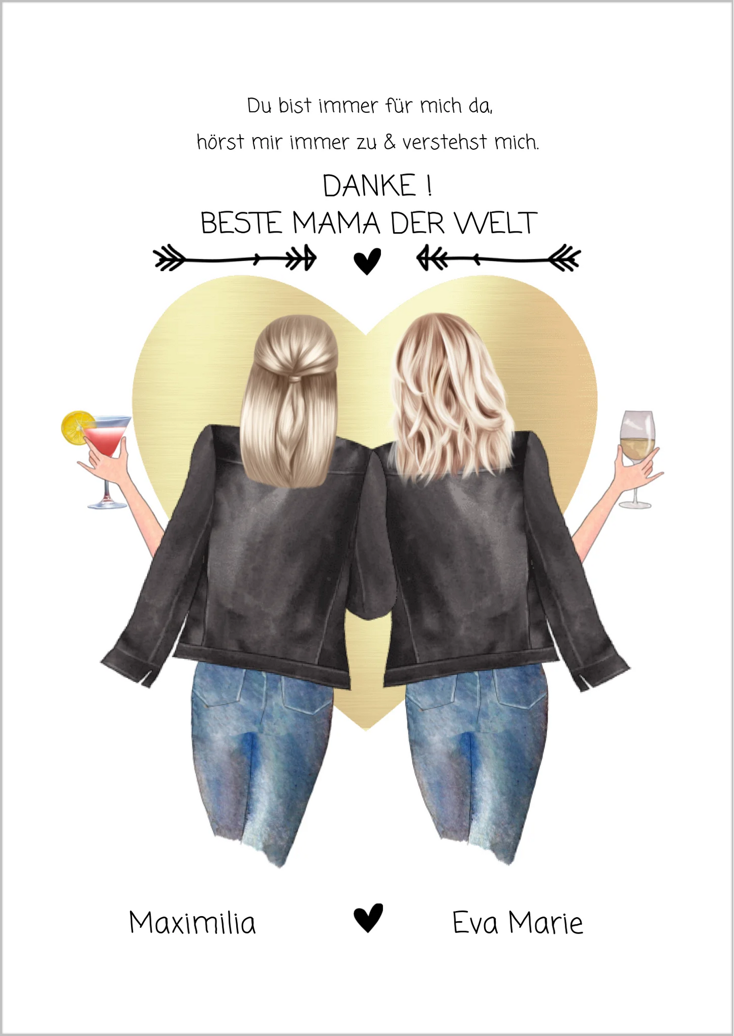 Danke! Beste Mama der Welt - Muttertagsgeschenk personalisiertes Poster - Mutter & Tochter Poster - Mutter Geburtstag Poster Poster