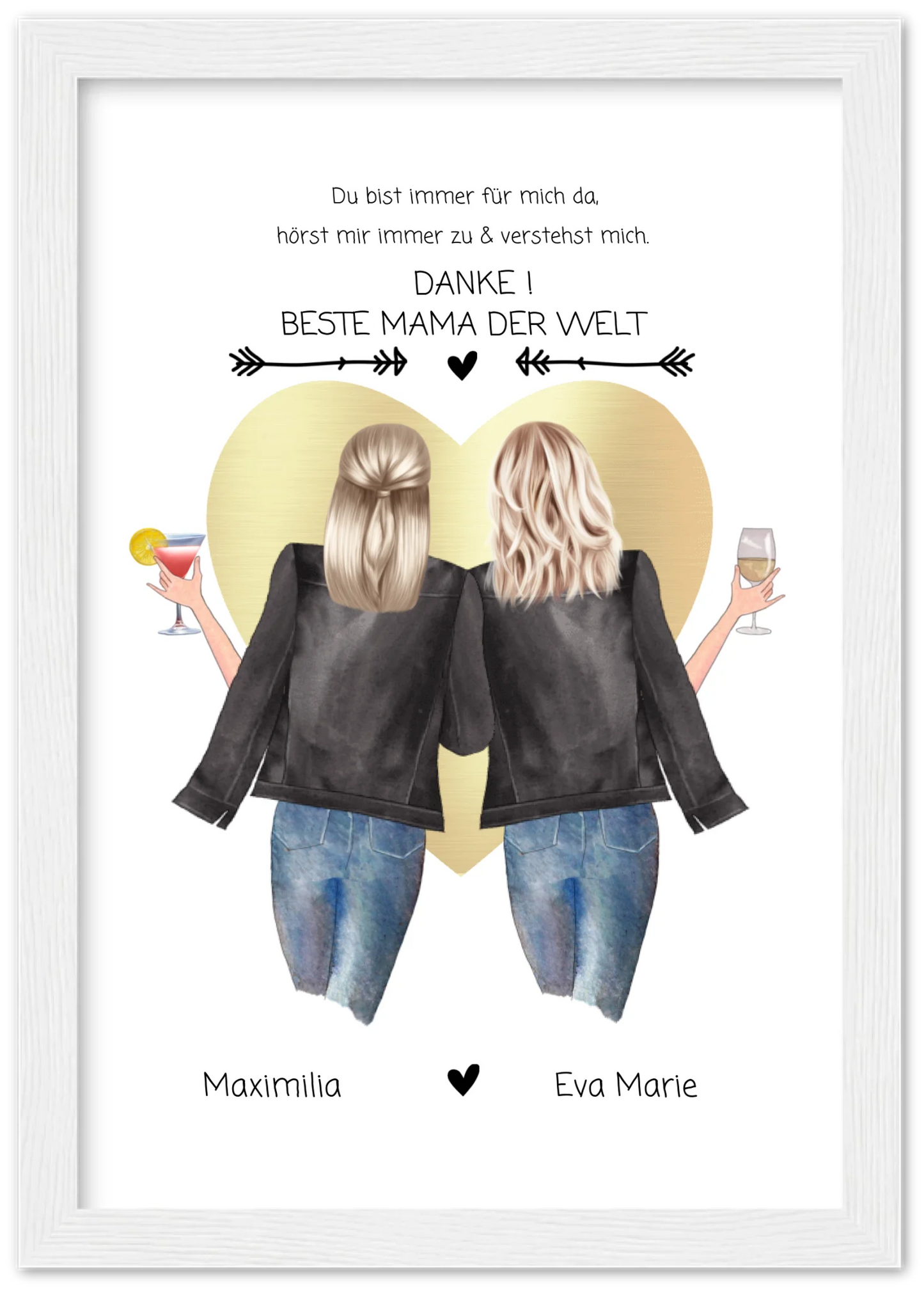 Danke! Beste Mama der Welt - Muttertagsgeschenk personalisiertes Poster - Mutter & Tochter Poster - Mutter Geburtstag