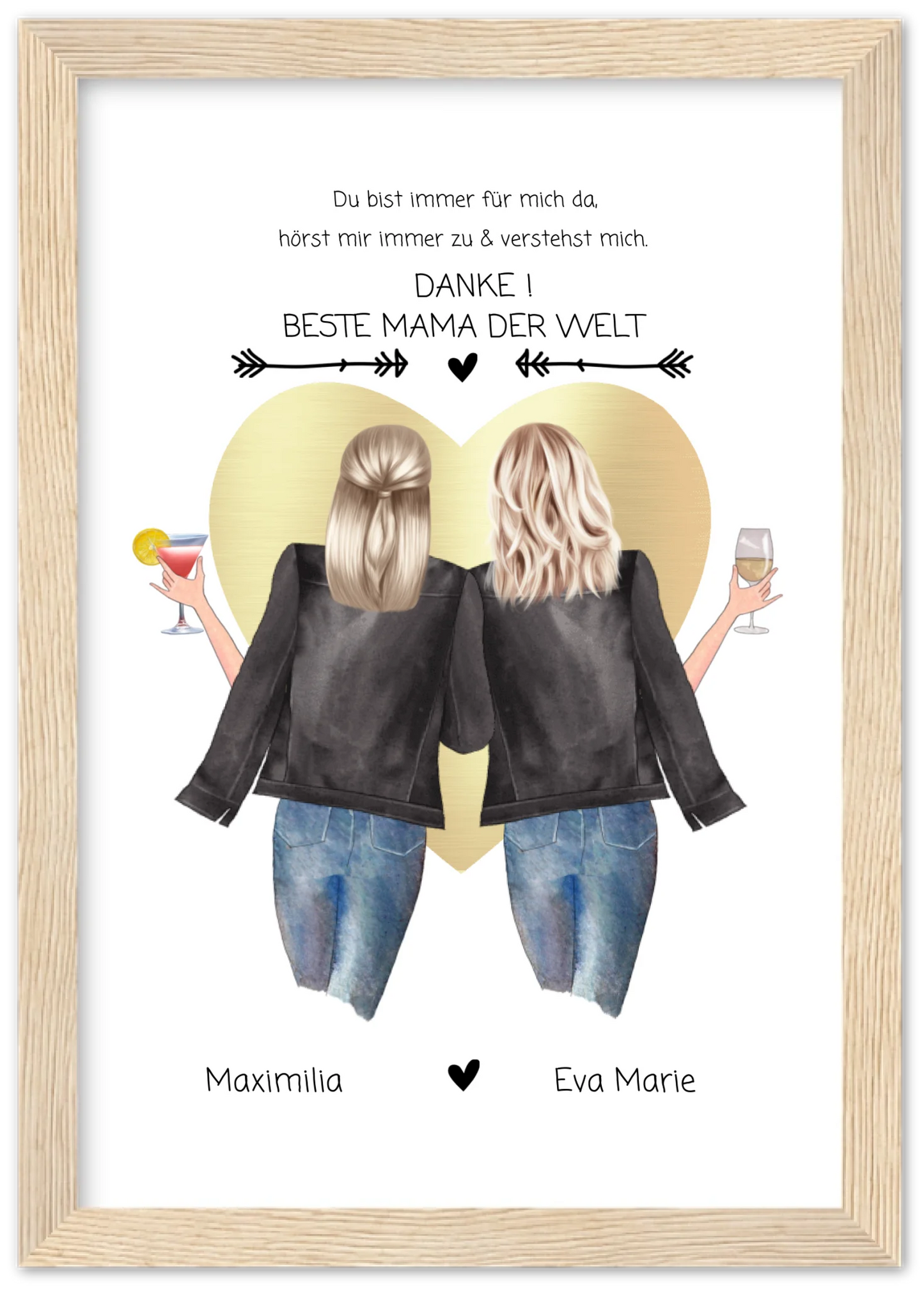 Danke! Beste Mama der Welt - Muttertagsgeschenk personalisiertes Poster - Mutter & Tochter Poster - Mutter Geburtstag