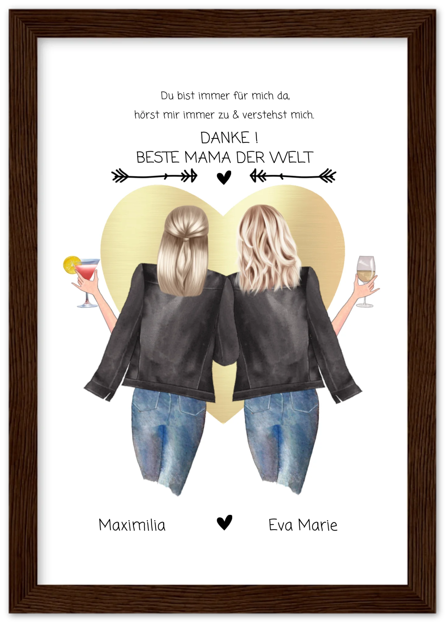 Danke! Beste Mama der Welt - Muttertagsgeschenk personalisiertes Poster - Mutter & Tochter Poster - Mutter Geburtstag