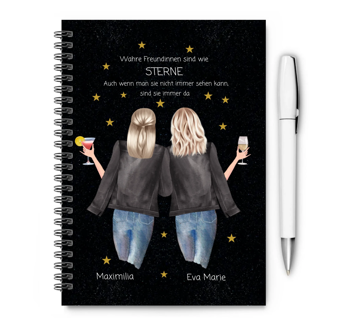 Personalisiertes Geburtstagsgeschenk 2 beste Freundinnen - Collageblock - Wahre Freunde sind wie Sterne Collogeblock kariert lieferbar ab 18.10.2025