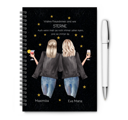 Personalisiertes Geburtstagsgeschenk 2 beste Freundinnen - Collageblock - Wahre Freunde sind wie Sterne Collogeblock kariert lieferbar ab 18.10.2025